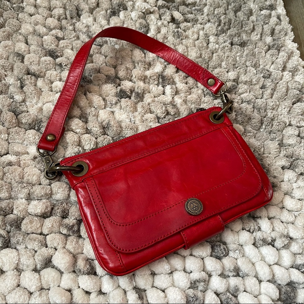 Donald J Pliner red leather wristlet/handbag